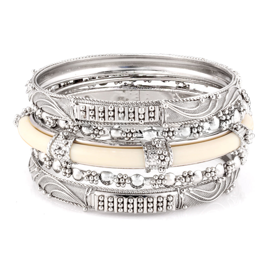  Ivory And Silver Bangles