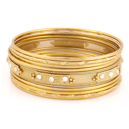 Gold-Tone Crystal Set Of 9 Bangles
