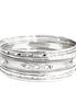 Textured with Rhinestone Silver Bangles Set of 9pcs