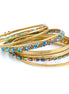 GOLD MULTI COLOR CRYSTAL SET OF 9 BANGLES  #KB00897PLUS_G-MLT GOLD -TONE (RD23)