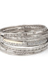 Silver Ivory And Crystal 11 Pcs Plus Size Bangle Set