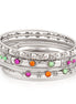 Silver-Tone Metal Set Of 9 Pcs Multi Color Crystal Bangle