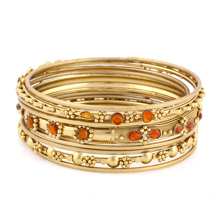 Gold-Tone Crystal Set Of 9 Bangles
