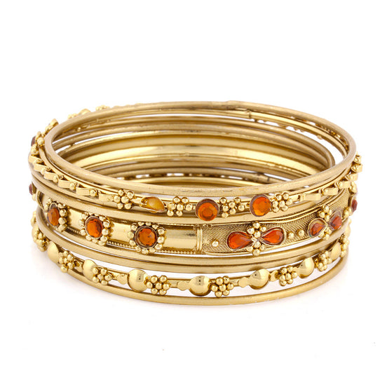Gold-Tone Crystal Set Of 9 Bangles