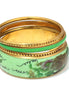 Green Resin 4Pcs Gold Bangles