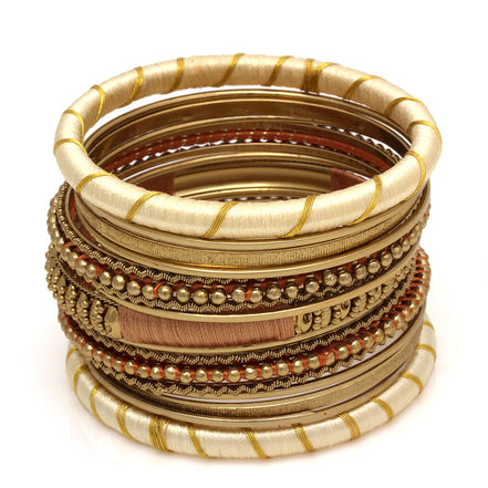 Gold And Ivory 17 Pcs Bangle Set