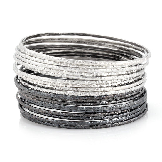 Rhodium And Hematite Set Of 20 Bangles