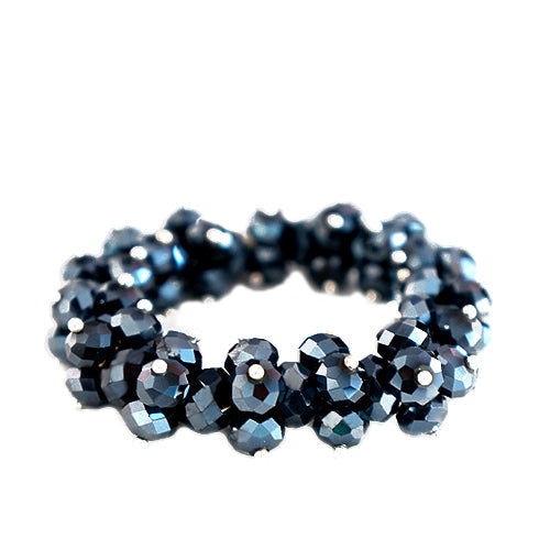 HNB92135 Hematite Glass Crystal Stretch Bracelet 
