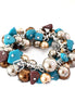 Gold and Brown Glass Pearl with Multi Beads Mixed Stretch Bracelet