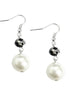 SILVER MULTI COLOR BLACK/JET AND CREAM PEARL EARRINGS  #HNE92181_JET-CRM (RB7)