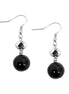 SILVER BLACK BEADED EARRINGS  #HNE92185_BLACK (RC5)
