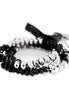 Jet and Silver Mixed Glass Crystal with Black Bow Stretch Bracelet Set of 3pcs