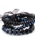 HEMATITE-BLACK MIXED GLASS CRYSTAL WITH BLACK BOW STRETCH BRACELET SET OF 3PCS  #HNB91067_HEM_MIX (MG12/R-HH6)