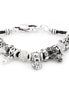 Silver-Tone Metal Heart Shape Round Crystal Bracelet