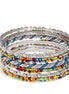 Silver And Multicolor Beads 9 Pcs Plus Size Bangle Set