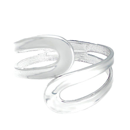 [Plus Size] Silver Double Scroll Hinged Bracelet 