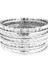 Shiny Silver Textured with Rhinestone Bangles Set of 11 PCS 