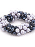 Gray Pearl And Black Beads Pearl Stretch Bracelets