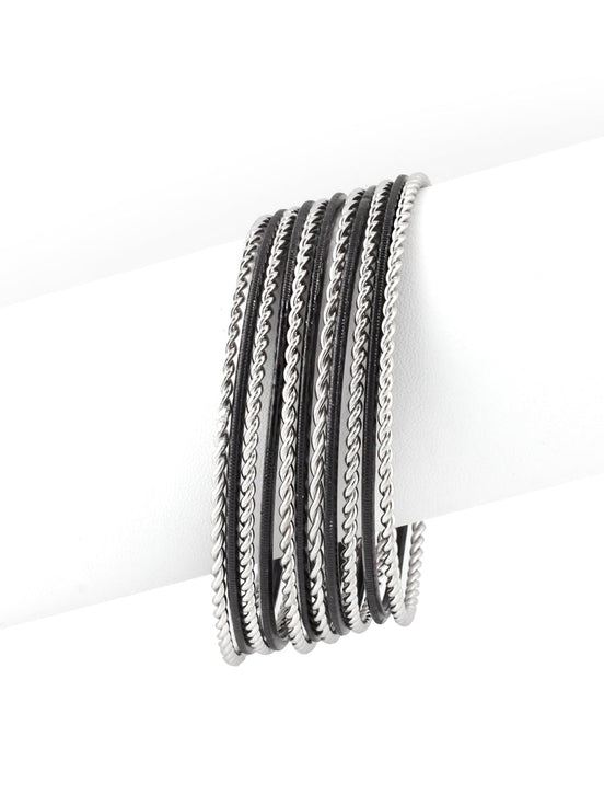 SILVER-BLACK BRACELET  #VB17598_SIL-BLK (HA2)