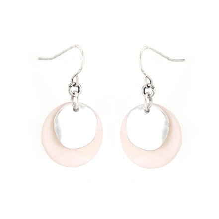 Silver-Tone Metal White Shell Round Earrings
