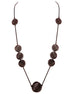 Copper Hammered Round Metal Long Necklace 