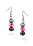 Rhodium -Tone Metal Black And Red Crystal Earrings