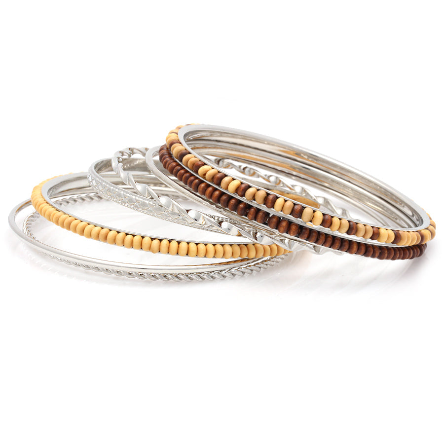 SILVER BROWN BANGLE SET  #HB258 (OA21/XA7/XE7)