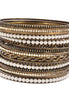 Gold Tone Metal Cream Pearl White Crystal Set Of 19 Bangles
