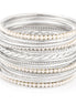 Ilver-Tone Crystal Pearl Set Of 20 Bangles