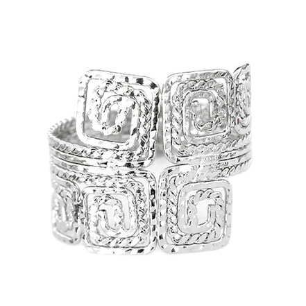 Greek Key Double Design Silver Hinged Bracelet