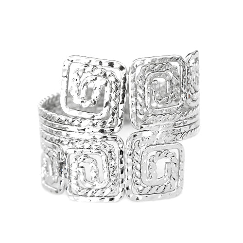 Greek Key Double Design Silver Hinged Bracelet