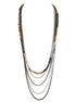 Copper and Silver Mixed Bead Five-Strand Long Necklace 