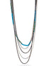 Silver Teal Mixed glass Beads and metal Five-Strand Long Necklace  #HNN92359_TEAL-SIL-OLIVE (TA4/R-TH16)