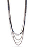 Jet and Silver Mixed Bead Five-Strand Long Necklace 