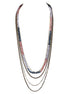 Purple and Hematite Mixed Bead Five-Strand Long Necklace 