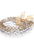 MIXED GLASS CRYSTAL WITH BEIGE BOW STRETCH BRACELET SET OF 3PCS