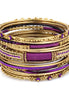 Gold And Purple 16 Pcs Indian Bangles Set