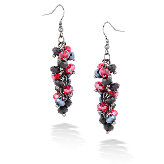 Silver-Tone Metal Red And Hematite Bead Earrings