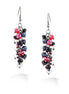 Silver-Tone Metal Hematite Black And Red Beads Earrings