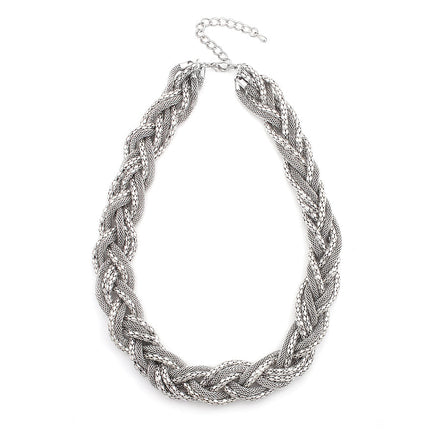 Rhodium-Tone Metal Twisted Chain Necklace