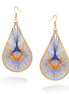 Gold-Tone Blue And Orange Thread Tear Drop Earrings