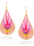 Gold-Tone Pink And Yellow Thread Teardrop Earrings