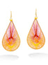 Gold-Tone Yellow And Burgundy Thred Tear Drop Earrings
