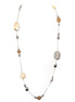 Natural Color Stone and Bead Silver Long Necklace