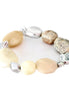 Natural Color Stone with Silver Metal Stretch Bracelet