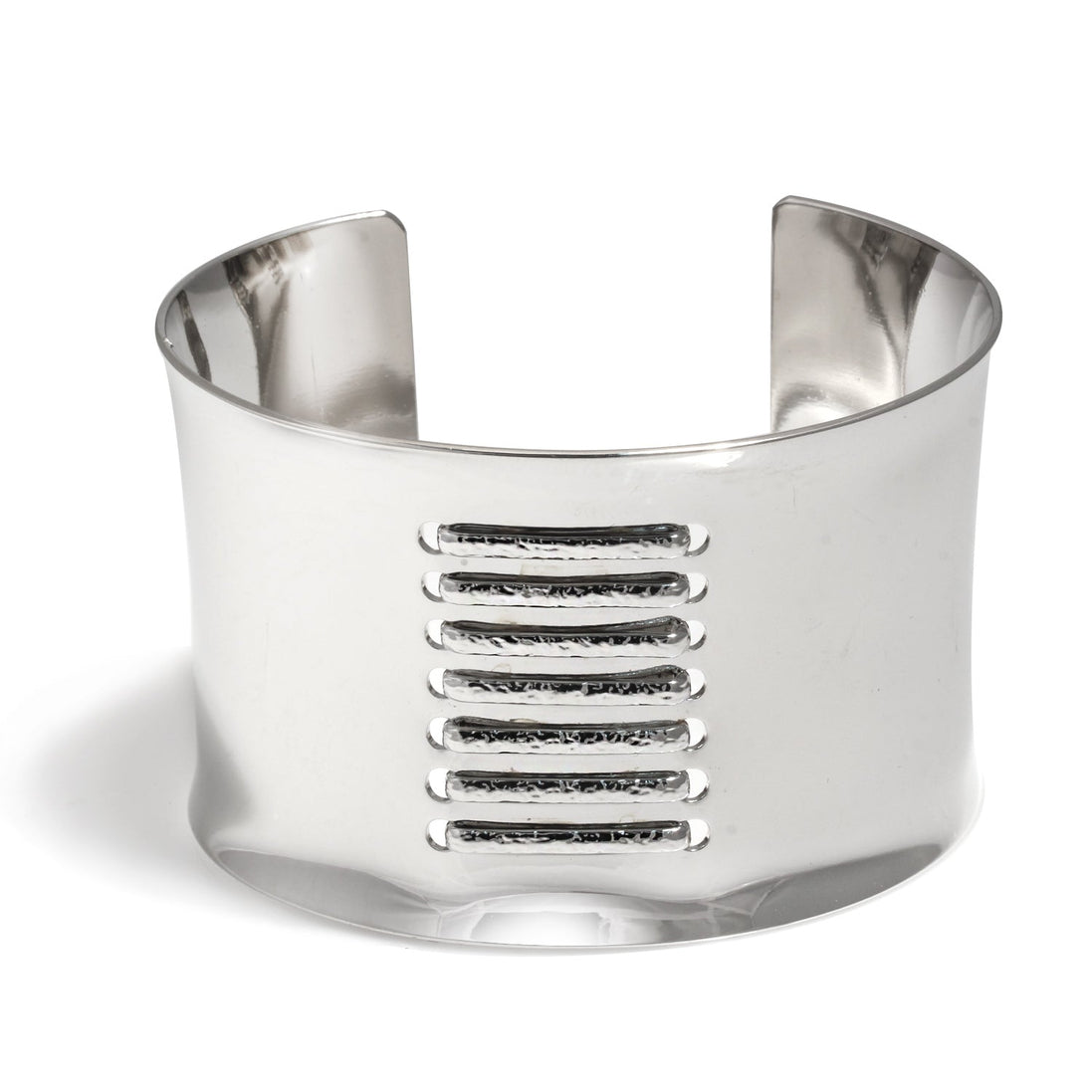 SHINY FINISHED RHODIUM CUFF BRACELET