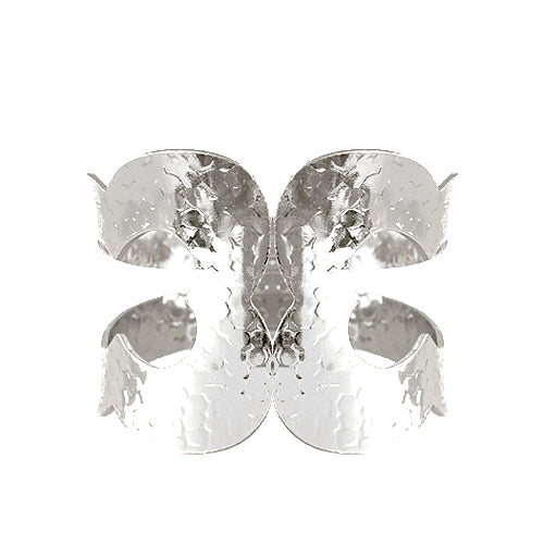 Silver Textured Heart Design Hinged Bracelet