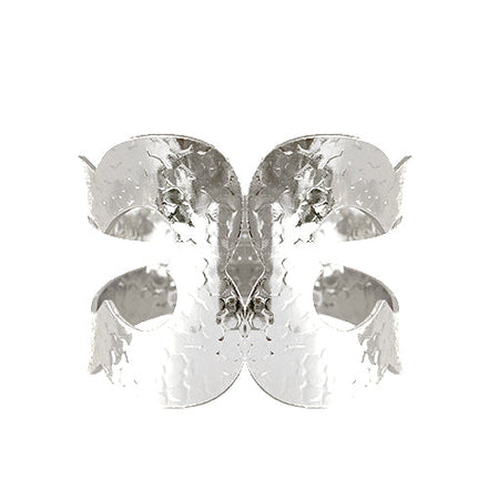 Silver Textured Heart Design Hinged Bracelet