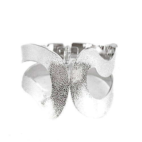 Silver Textured Open Hinged Bracelet