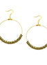Jet Glass Crystal 50mm Gold Round Earrings 